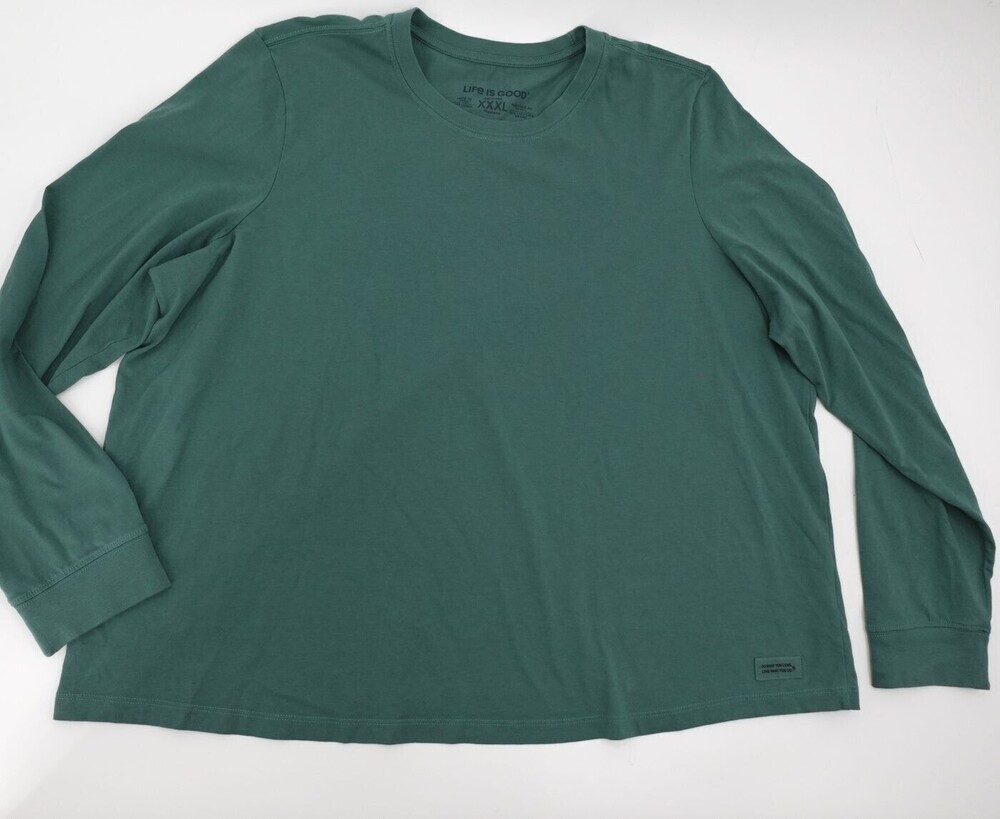 Life Is Good Crusher T-Shirt Womens XXXL Green Long Sleeve Crew Neck Cotton